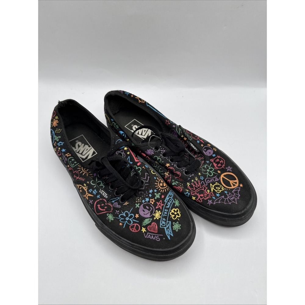 Vans Graffiti Canvas Lace‎ Mens Size 7.5 Womens Size 9 Black Colorful Rare